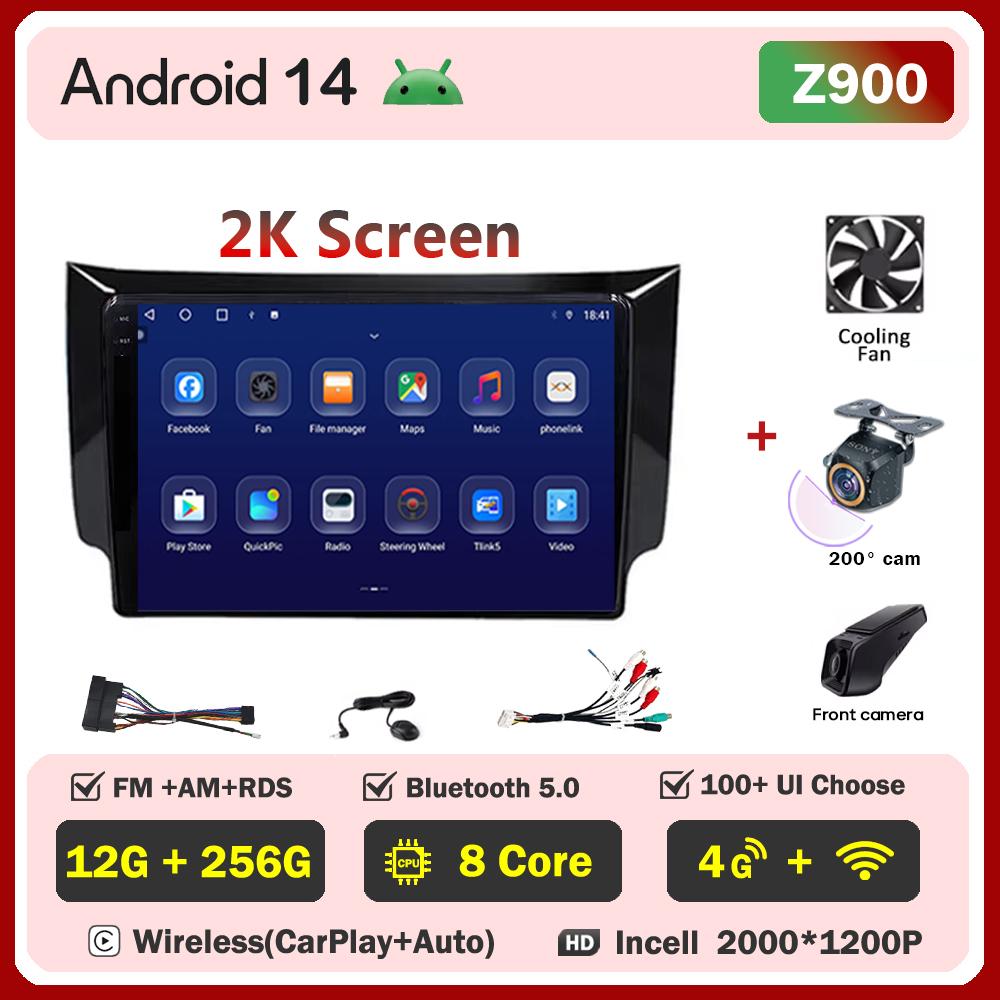 Автомобильное радио Android 14 для Nissan Sylphy B17 Sentra 12 2013-2018 2din Carplay Auto Screen Stereo Head Unit Autoradio 10 дюймов Wifi