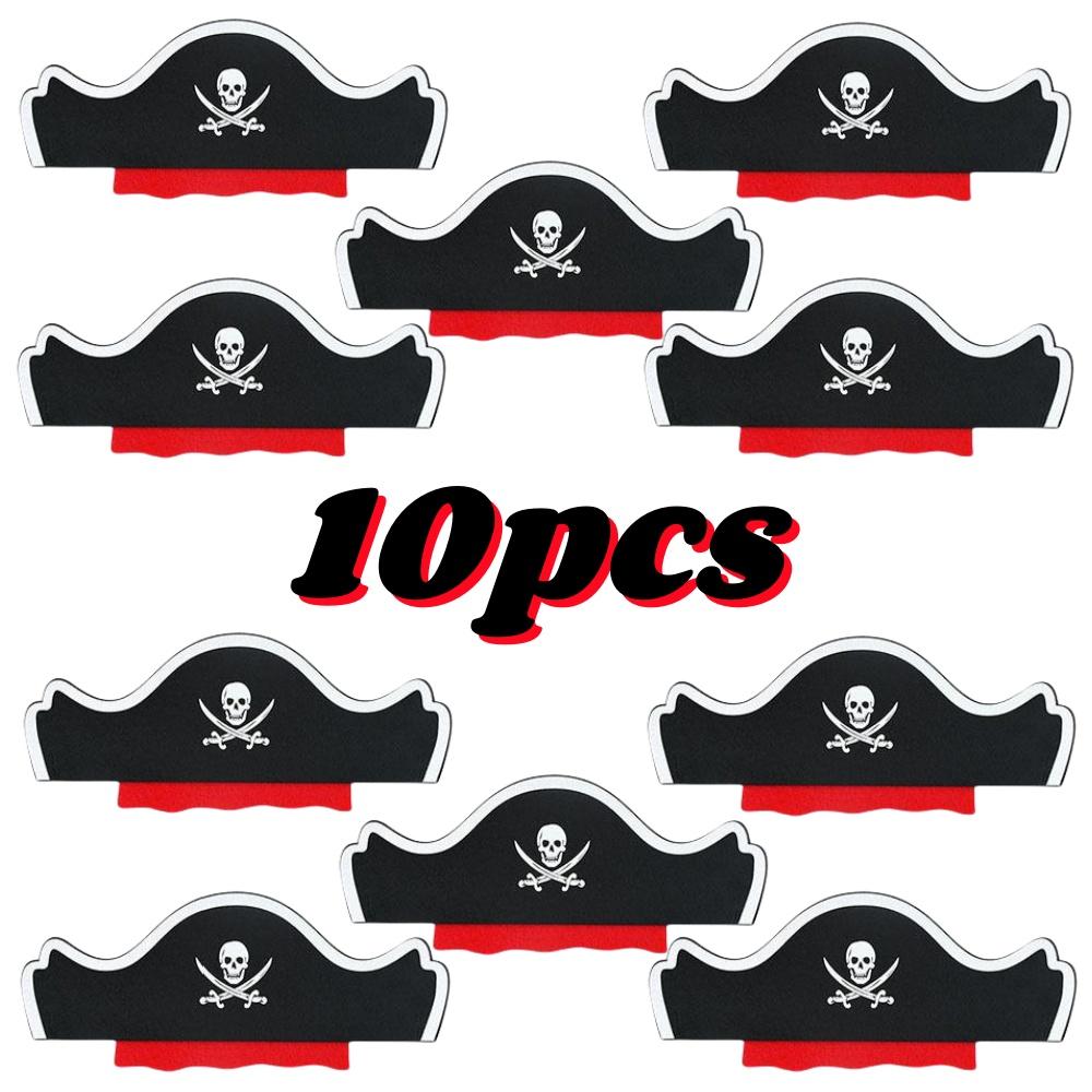 20pcs Pirate Eye Patches Captain Hat Set Skull Print Halloween Cosplay Adult Dress Up Felt One Eye Decoration Theme Party Props