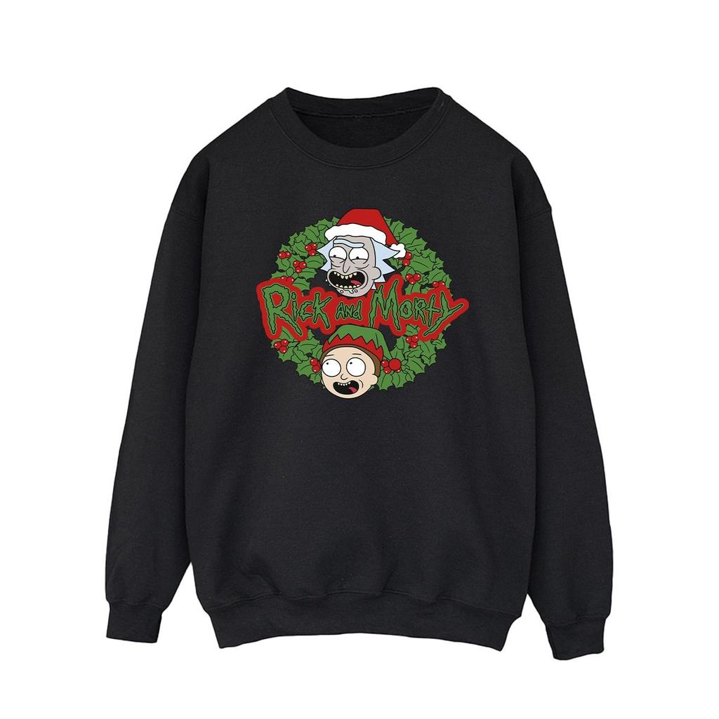 Rick And Morty Mens Christmas Wreath Sweatshirt