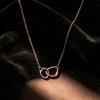 Necklace for Women Cold Style Simple Twisted Double Ring Gold Necklace Design Sense Internet Celebrity Trend Necklace