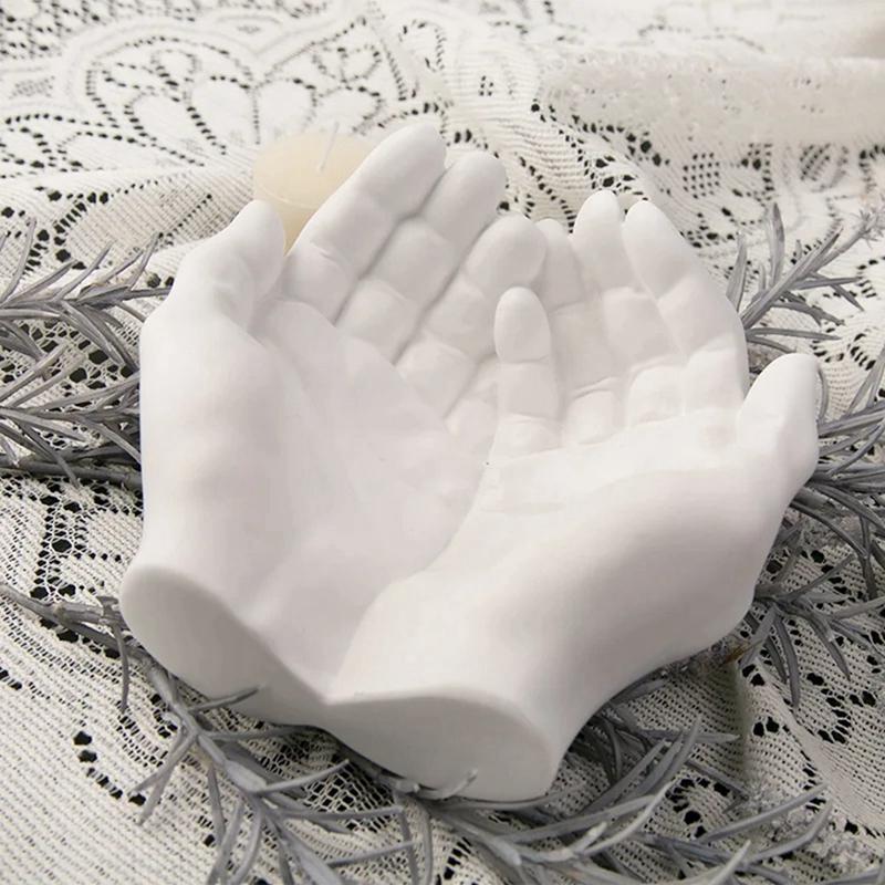 Hand Shape Cement Mold Flower Pot Mold Silicone Mold Hand Storage Dish Ashtray Mirror Two-Hand Jewelry Tray Mold Decoration