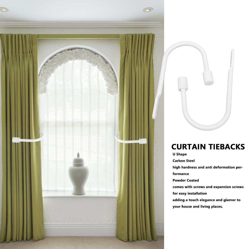 2Pcs U Shaped Curtain Tiebacks White Window Curtain Holdbacks Decorative Drapery Holdbacks  Office