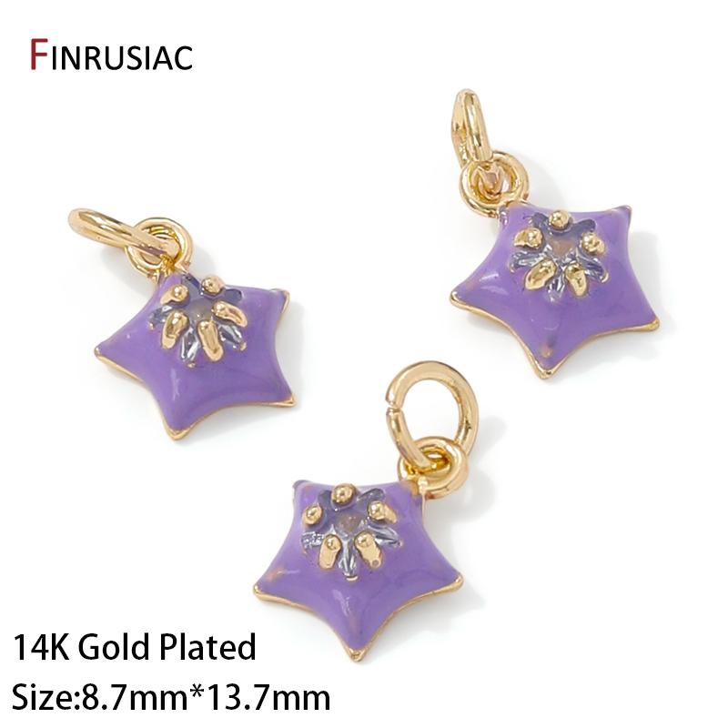 Позолоченная латунь 14K, цирконы, эмаль, подвески-звездочки для изготовления ювелирных изделий, серег, ожерелий, браслетов, поделок, аксессуары