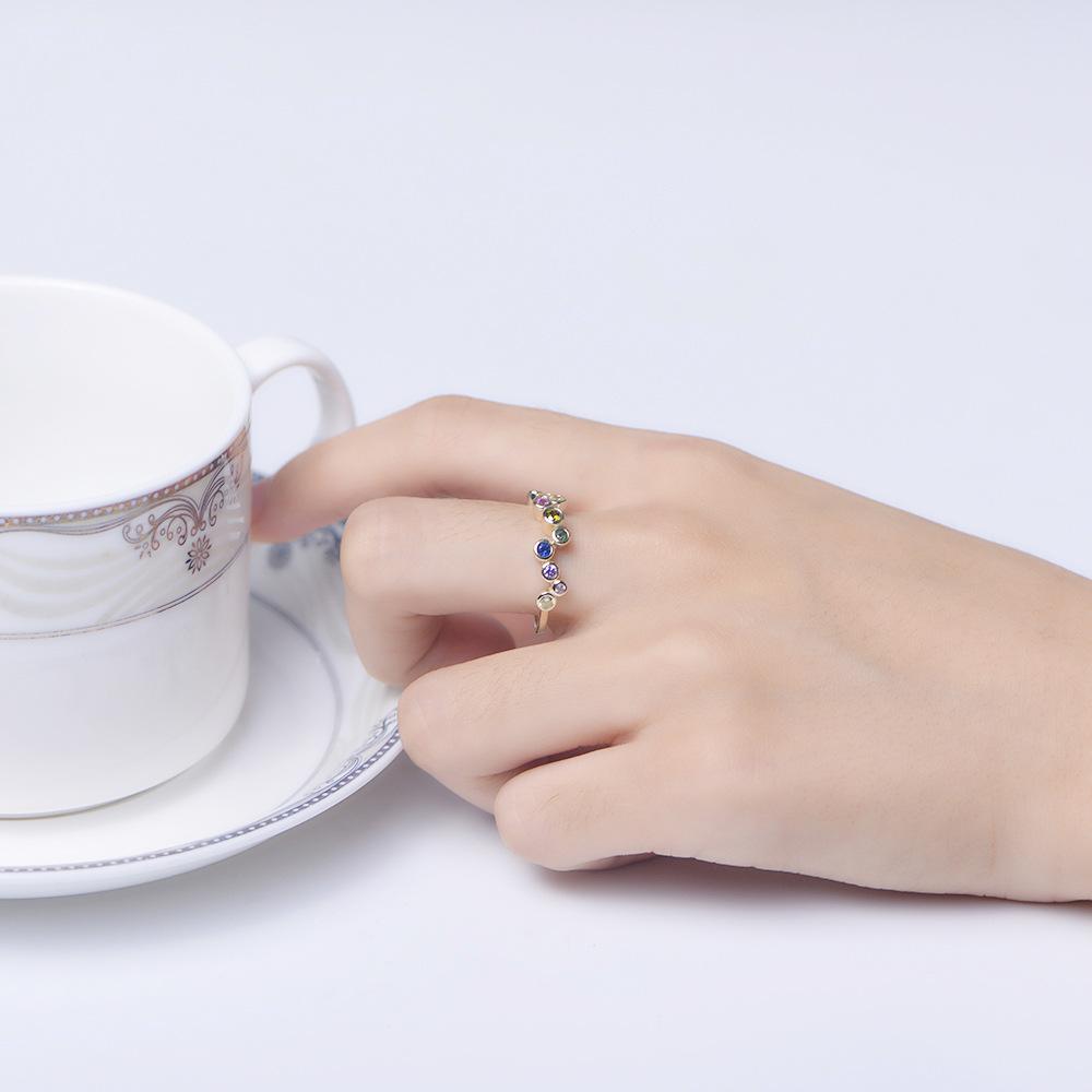 Fulsun Luxury Jewelry Silver Ring Gold Plated Accessories Color Zirconia Stone Ring