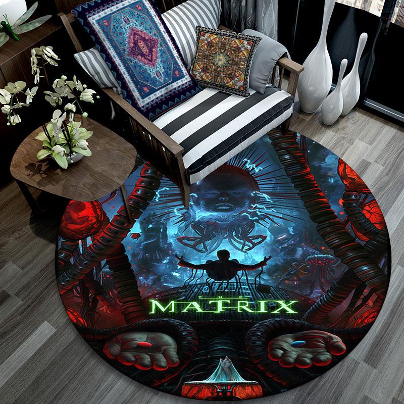 Matrix pattern round rug,Carpet Rug for Living Room Bedroom Playroom ,Non-slip Floor Mat,Holiday Gifts and Birthday Gifts.