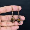 Серьги из тигрового глаза, обернутые медной проволокой 999 пробы, серьги из натуральных камней ручной работы, подарок для мамы, антикварные украшения