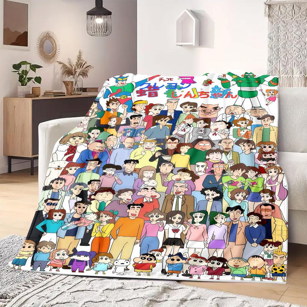 Shinchan Anime Print Blanket Warm Comfortable Flannel Blanket Suitable for Bedrooms, Sofas, Beds, Chairs, Picnics, Travel