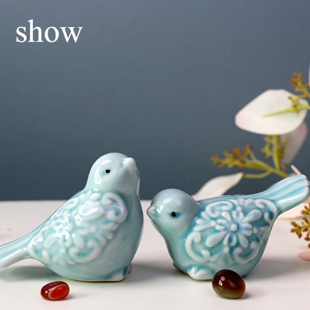 Керамические статуэтки птиц и уток из 2 частей — универсальный декор для дома и офиса, для шкафов, полок и миниатюрных ландшафтов