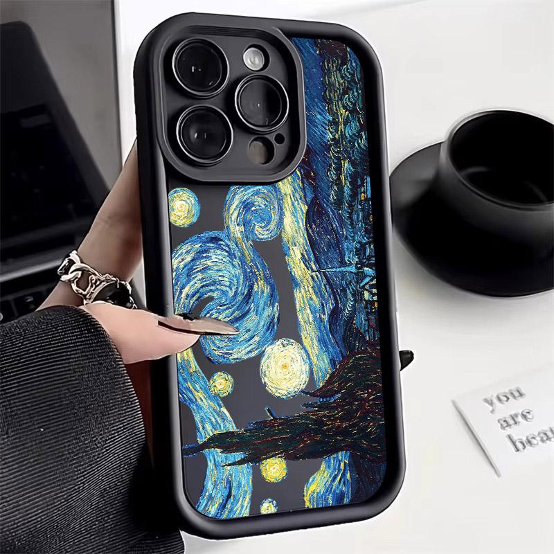 Чехол для iPhone 16 15 11 13 14 12 Pro Max Plus Mini 16Pro с картиной Ван Гога «Звездная ночь» Чехол для телефона Подсолнухи Цветущий миндаль