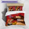 3pcs Custom Name Cartoon Masha and the Bear Bedding Set Duvet Cover Closure Includes 1 Duvet Cover & 2 Pillowcases for All Seasons Bedroom Decor