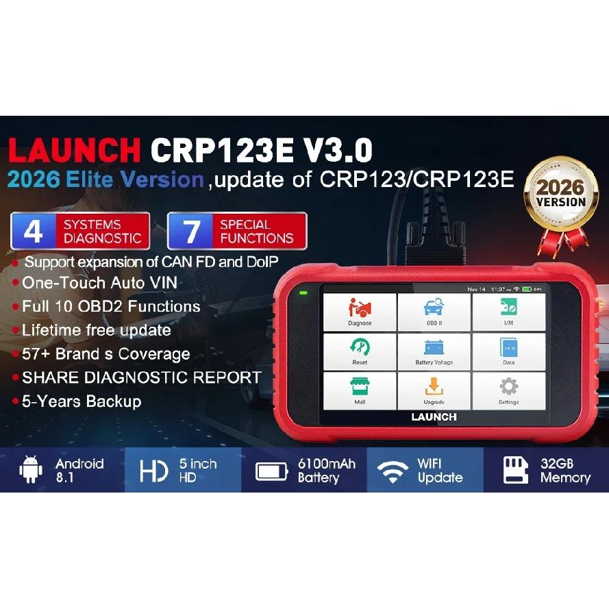 2026 Новый LAUNCH X431 CRP123E V3.0 Автомобильный OBD2 Сканер ABS SRS Двигатель АКПП Автомобильные Диагностические Инструменты 7 Сбросов Сервиса Бесплатное Обновление Онлайн