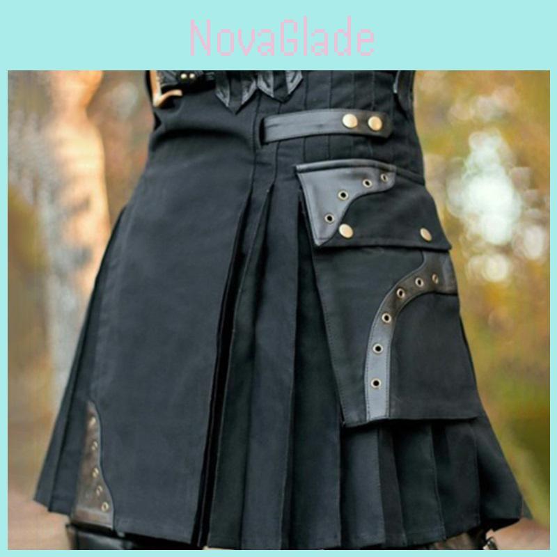 Elegant Medieval Scottish Mens Kilt For Authentic Vintage Cosplay Costumes