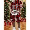 Summer Christmas Themed Printed Fashionable Loose Fitting Men's Comfortable Two-piece Short Sleeved Sport Wear