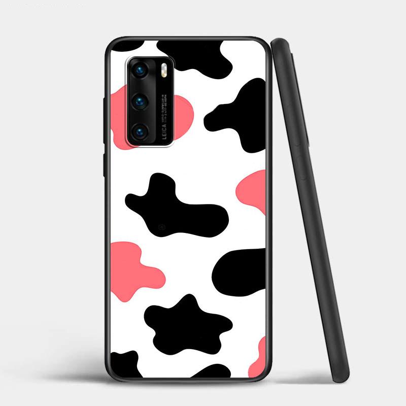 Белый, черный, розовый, корова для Huawei P Smart ZS Plus 2020 2019 P40 P30 P20 Pro Lite E Plus 5G Lite, яркий черный чехол для телефона