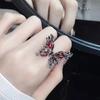 Vintage Red Butterfly Rings For Women Goth Punk Irregular Open Rings Set Y2K Halloween Accessories For Women Kpop Jewelry