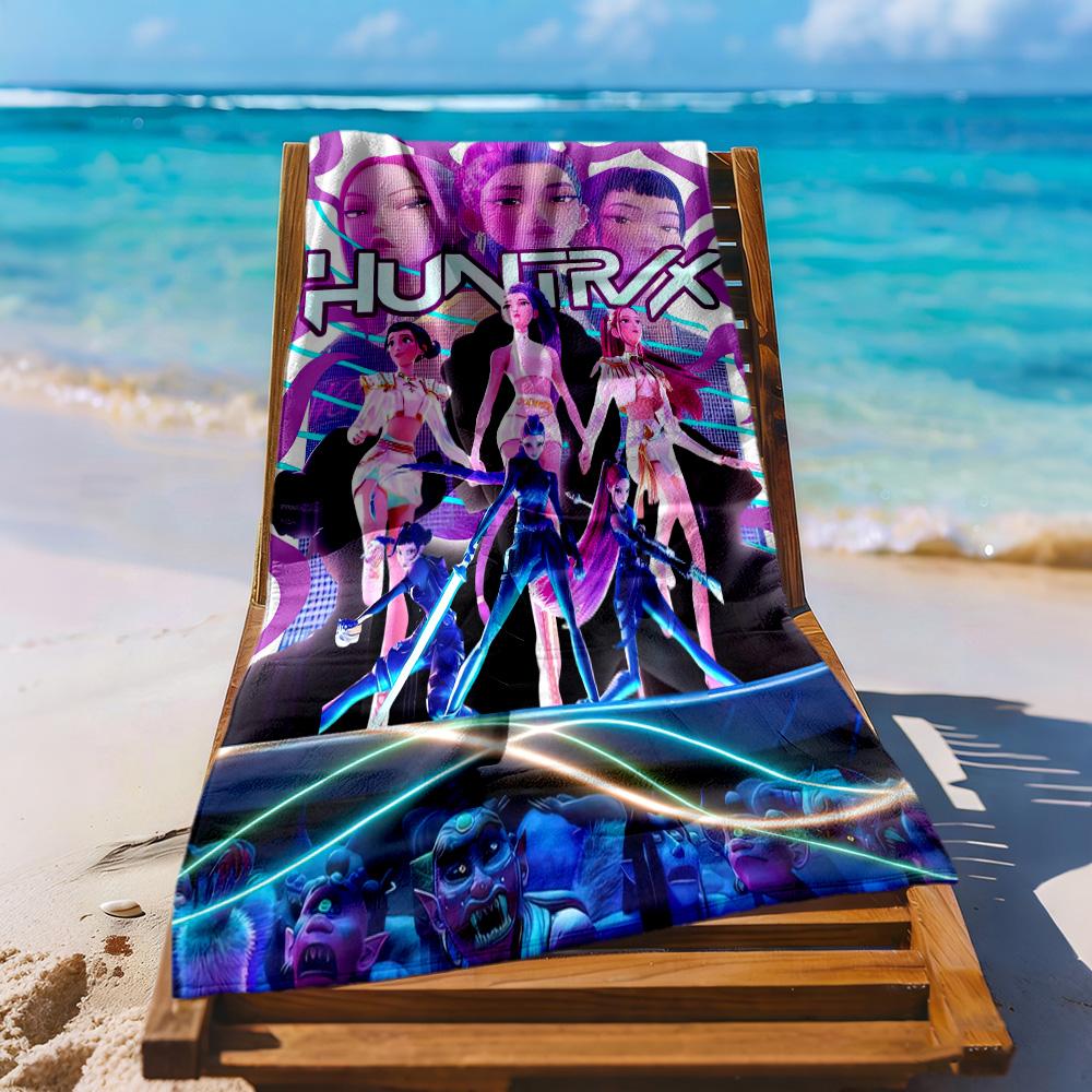 Huntrix Theme Beach Towel Super Soft Microfiber Quickdry Fabric Comfortable Lightweight