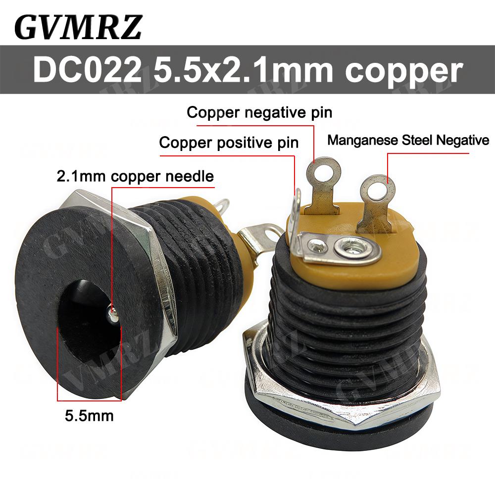 10PCS/lot DC022 DC-022 5.5x2.1mm DC Power Socket 5.5*2.5mm DC Connector 5.5*2.1 Round Hole Interface Panel Socket 3.5x1.3mm