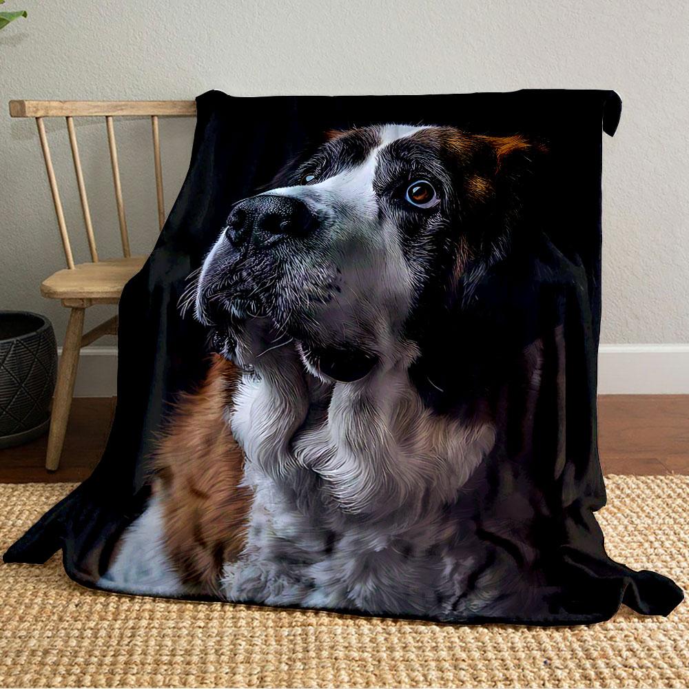 Saint Bernard Dog Portrait Blanket for all seasons blanket lunch break throw gift