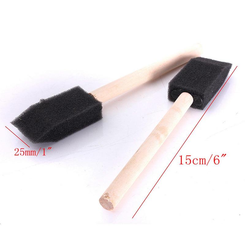 20 шт., 1 дюйм, пенопластовые кисти, деревянная ручка, инструмент для рисования и отделки, ремесла