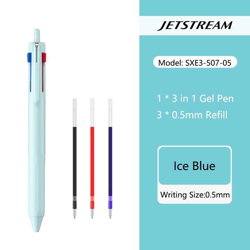 Многофункциональная шариковая ручка uni JETSTREAM 3 в 1, цвета 0,5 мм Черный/Красный/Синий Стержни multifunción Выдвижная Для Записей