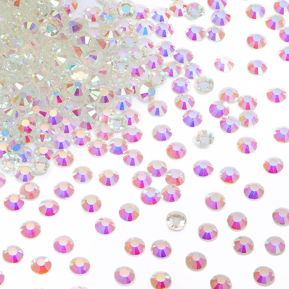 Multi Sizes SS4-SS20 Glass Rhinestones Colorful Non-Hot-Fix Glitter Crystal Flatback for Nail Art Decorations and Bags