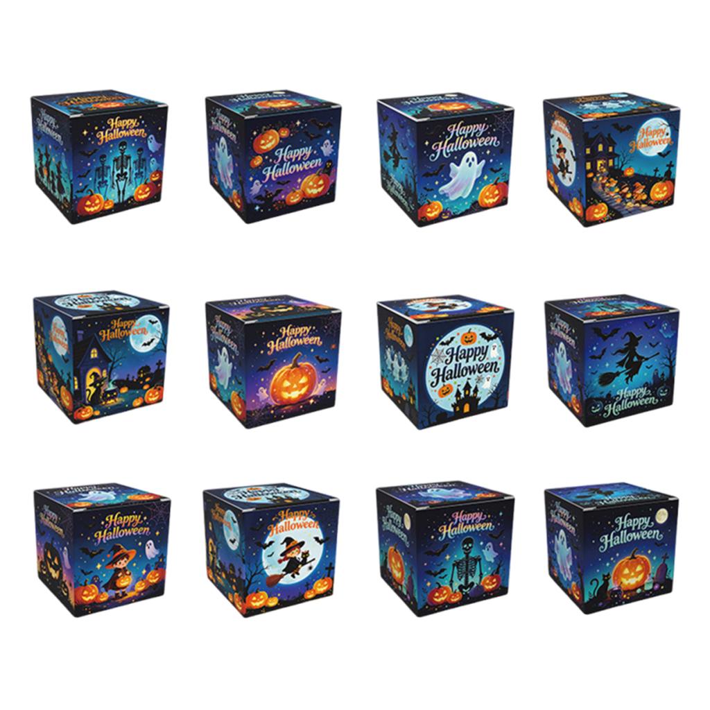Halloween Paper Gift Boxes Large Capacity Halloween Candy Treat Boxes for Holiday Treat Cookie Goodie Snack Packaging