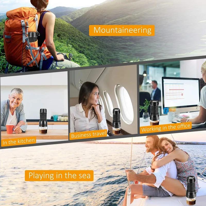 Портативная эспрессо-машина, ручная кофеварка, давление 20 бар для капсул, молотый кофе для путешествий, кемпинга, кухни, 75 мл-120 мл