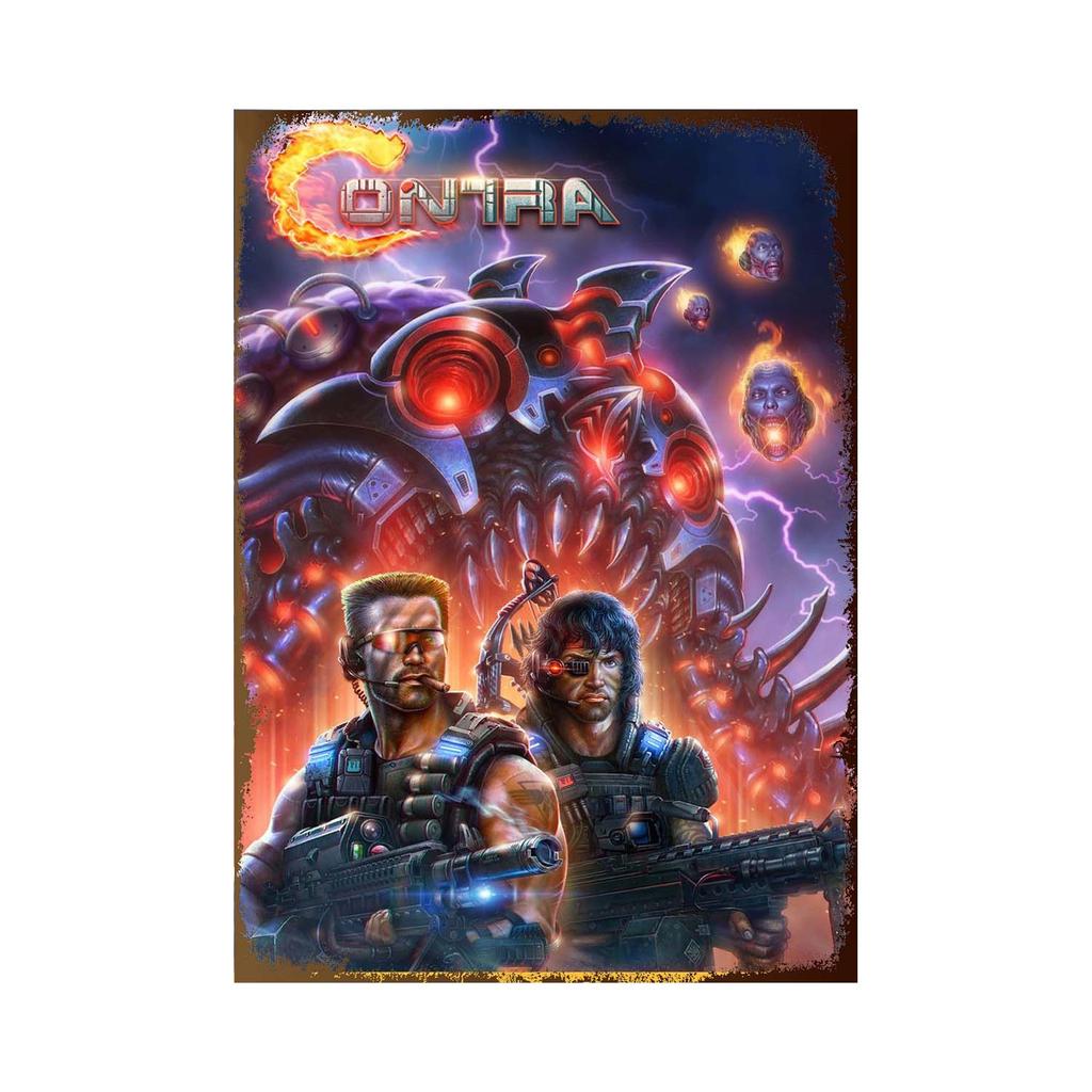 Collection of Classic Games Born In The 70s and 80s Super Space Invaders Game Video Game Metal Tin Sign Retro Poster Wall Decor