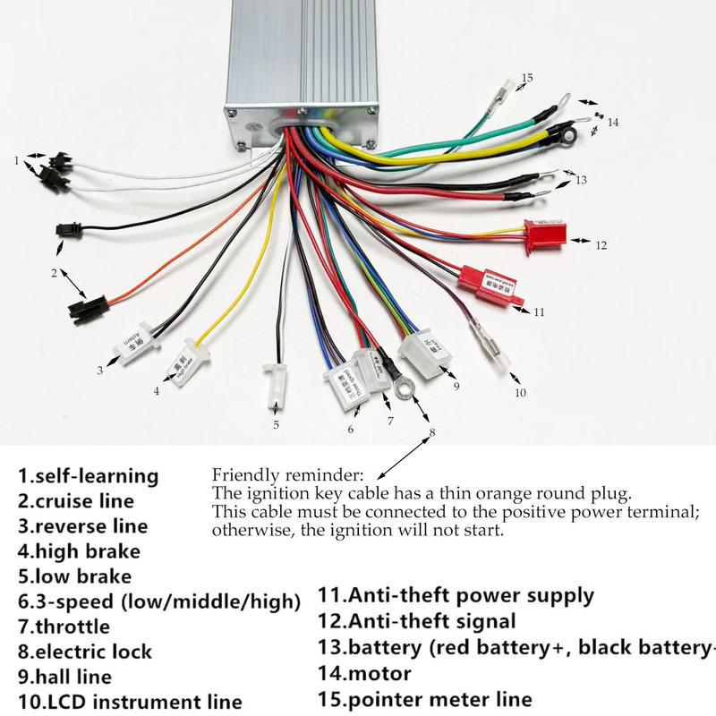 Контроллер для электровелосипеда 48В 60В 72В 2000Вт/2500Вт 45А /60А 18 MOSFET DC контроллер двойной режим Для Электросамоката Велосипеда Скоростного Мотора