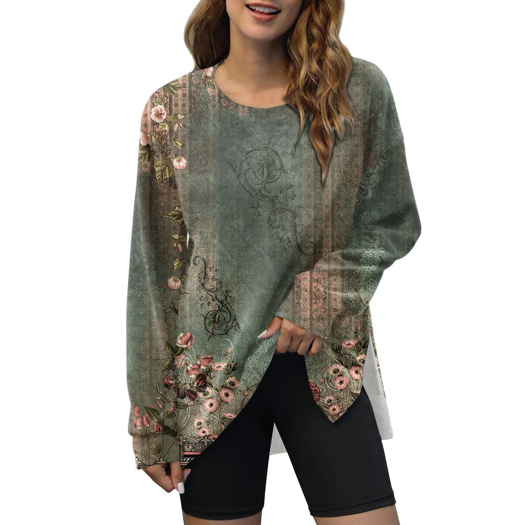 Женский модный пуловер с круглым вырезом и длинным рукавом с принтом, верхняя толстовка