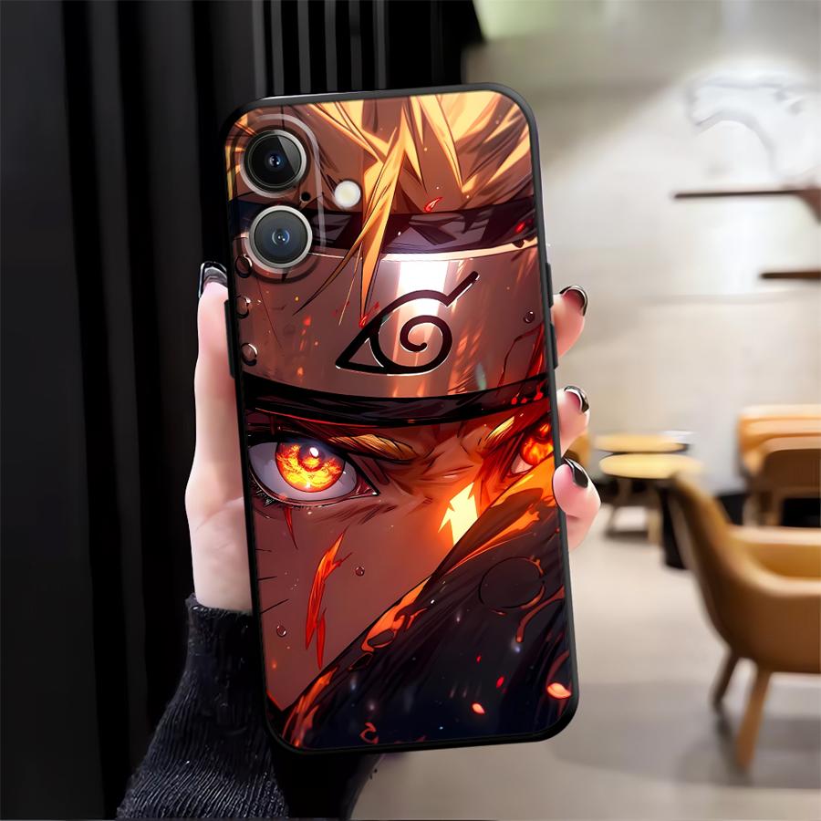 Чехол для iPhone 15 16 14 Plus 7 8 XR XS Max 13 12 11 17 Pro Max 17Air Черный Мягкий Чехол для Телефона N-Narutos Крутой