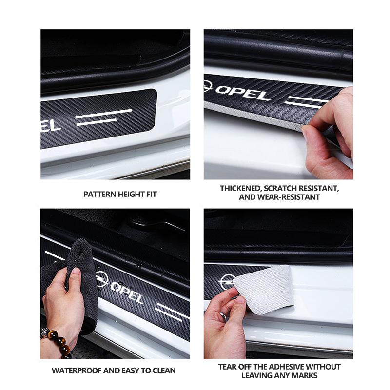 BBGG1 Car Door Threshold Strip Door Sill Protector Carbon Fiber Sticker For Opel Corsa Mokka Astra Cascada Adam Insignia Meriva Vectra
