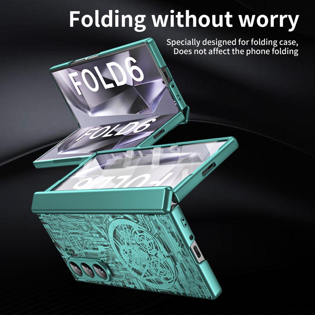 Серия Mechanical Legend для Samsung Galaxy Z Fold6 5G Чехол Гальванизированный ПК Чехол для телефона с защитной пленкой