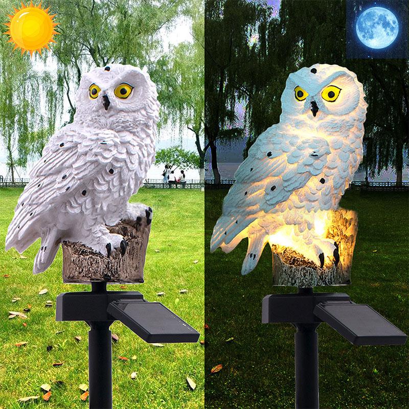 Solar Owl Resin LED Light Outdoor Garden Floor Insertion Light Garden Path Street Light Christmas Day Decorative Atmosphere Light