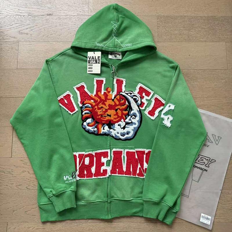 Streetwear Geometric Zip Hooded Sweatshirt Men Women Oversized Fleece Graphic Top