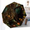 Enchanted Forest Tree with Lantern Wall Art Print Umbrella, Portable 3-Fold Compact Umbrella for Men & Women R138