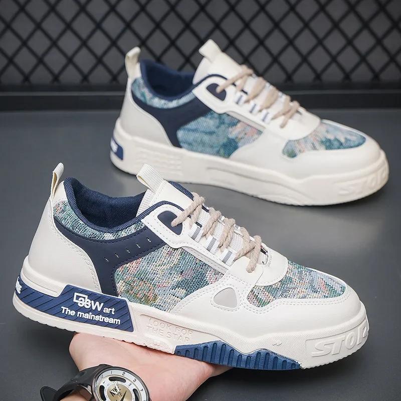 Fashion Designer Shoes Men Casual Platform Sneakes Two-tone Lace Up Trainers Fashion Student Sneakes Mens Vulcanized Tenis Masculino544