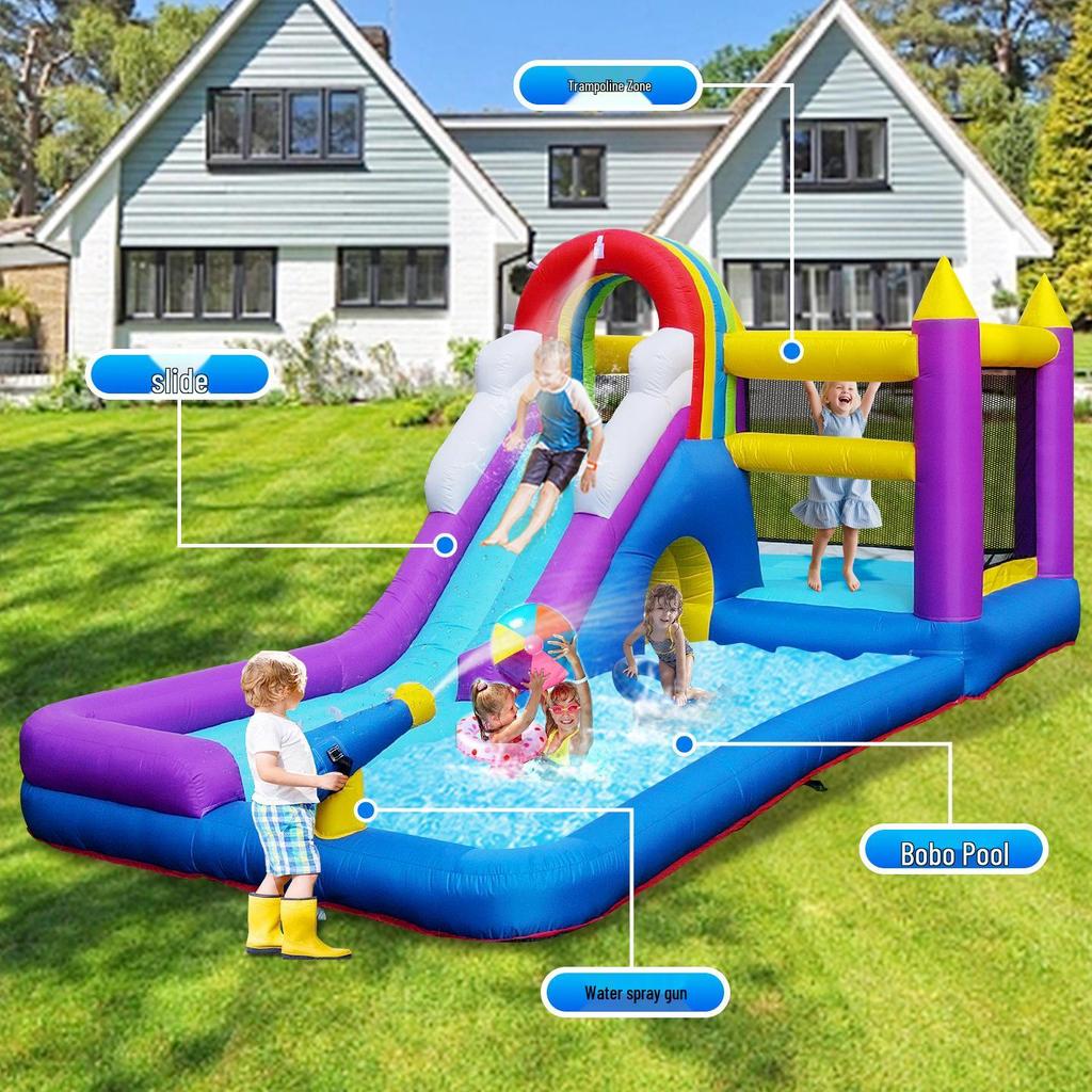 Kids' Outdoor Inflatable Water Slide & Castle Playground