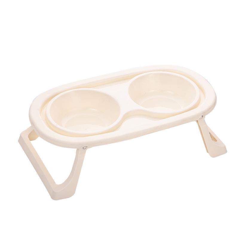 Миска для кошек из нержавеющей стали с приподнятой конструкцией: Складные двойные миски для еды и воды, защита шейки матки