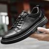 Classic Leisure Men's Walking School Flats Shoes Breathable Comfy Male All-Match Outdoor Shoes Leather Casual Young Sneakers