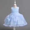 Girls Dresses Flower Pom Pom Princess Dresses Runway Wedding Banquet Host Gowns Dresses Party and Banquet Dresses