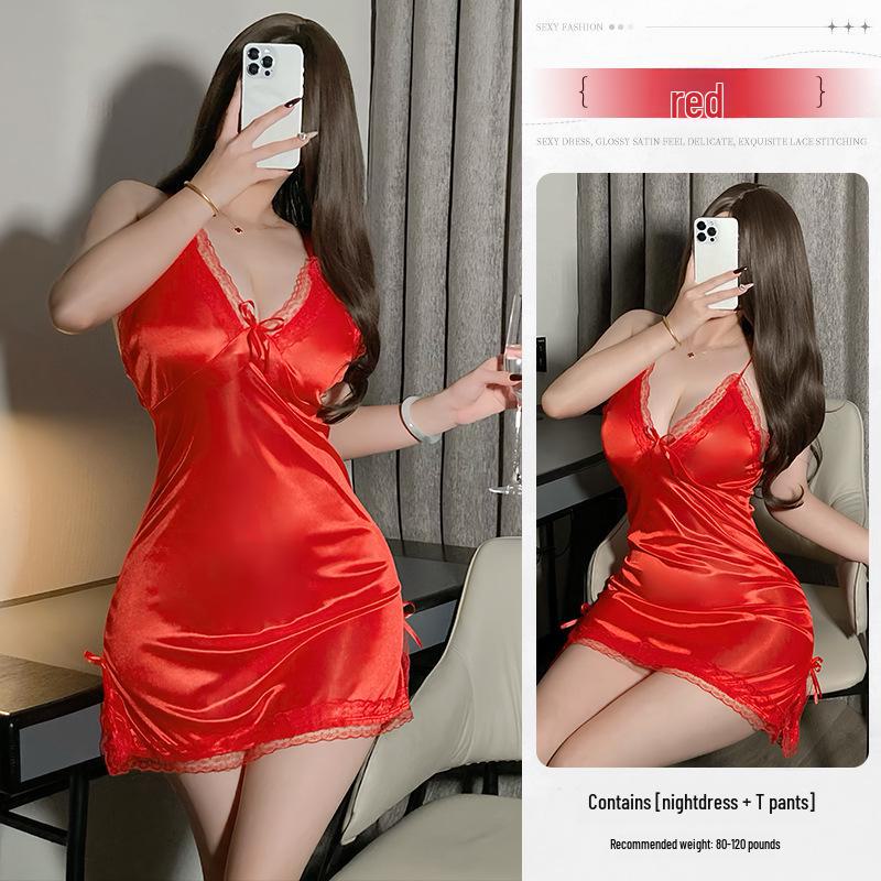 Соблазнительный комплект кружевного нижнего белья с подтяжками - ночная рубашка Pure Desire