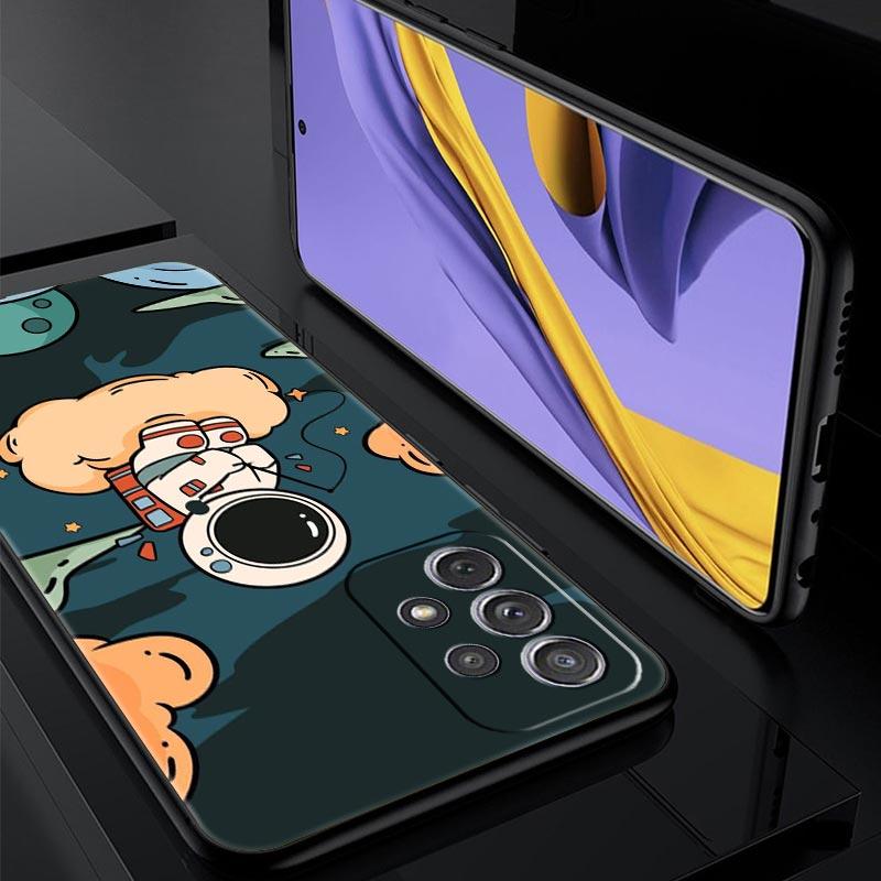 Cartoon Cute Cosmonaut Phone Case for Samsung Galaxy A55 A35 A17 A07 A15 A13 A25 A51 A71 A72 A73 A32 A52 A52S A41 Soft TPU Shell