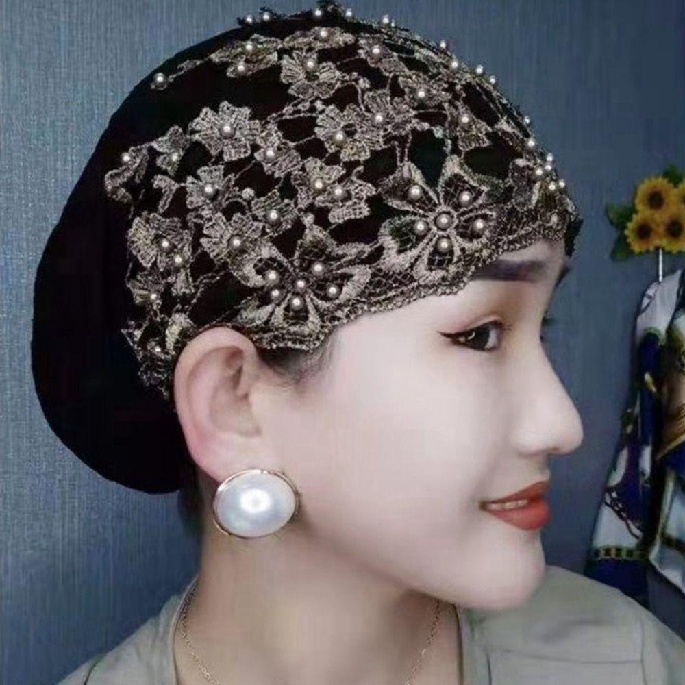 Beaded Decoration Ethnic Headscarf Hat Comfortable Head Wrap Cap Ethnic Beaded Hat Ladies Wear