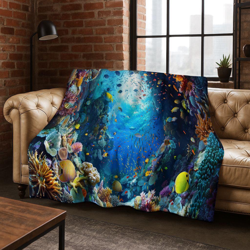 2026 Новый Подводный Мир Морской Дельфин Черепаха Кораллы Арт Фланелевое Одеяло, Уютное Мягкое Плед для Дома Спальни Кровати Дивана Детей