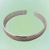 Silver-Plated Heart Sutra Mesh Bracelet - Romantic Couple's Open Bangle with Woven Design