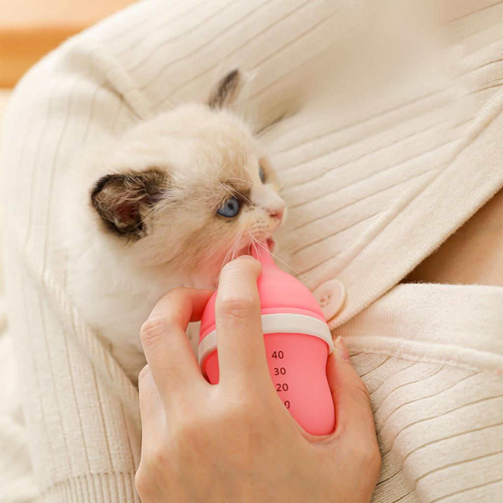 Миска для корма из бутылочки для домашних животных, полный набор поилок с тонким носиком из силикона для кошек, кормушка с защитой от укусов