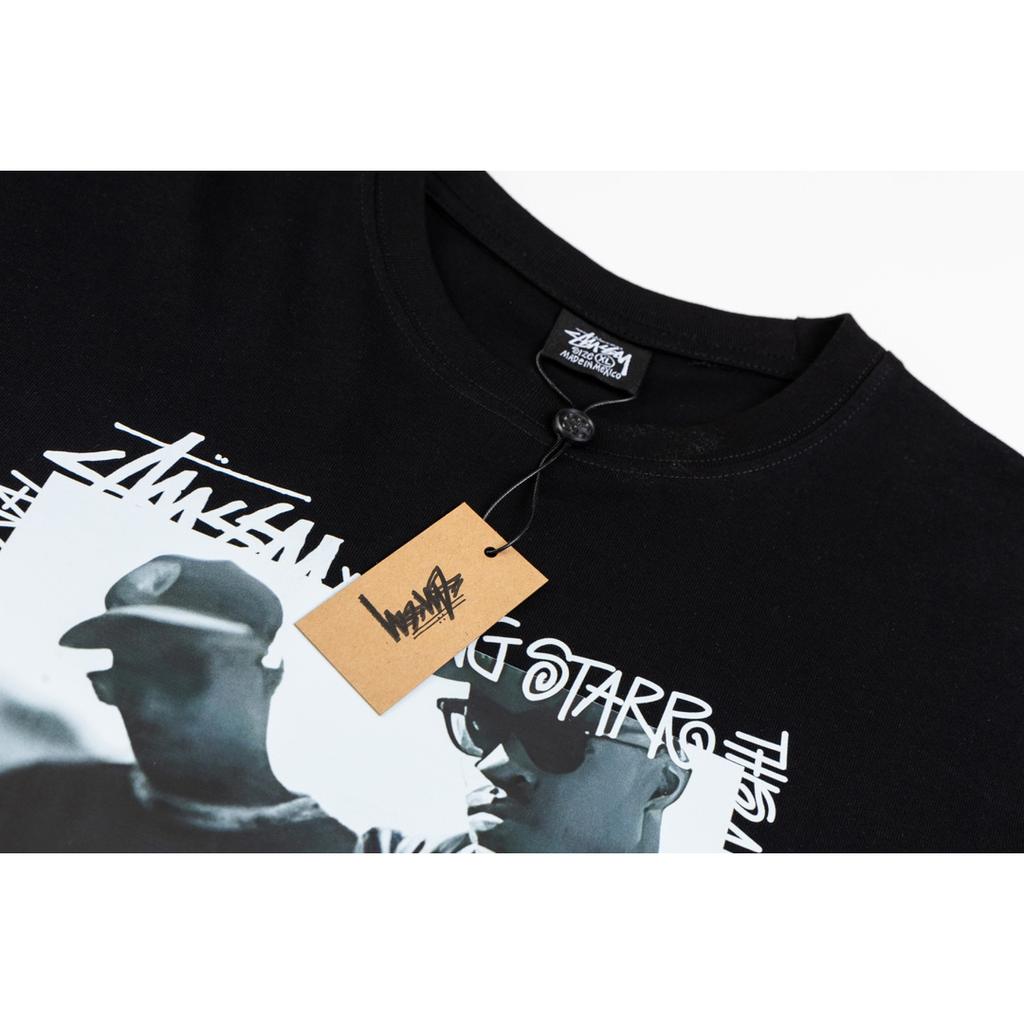 Stussy Летняя новая футболка с круглым вырезом из высококачественного хлопка 2025 года для мужчин и женщин с принтом персонажей, парная футболка