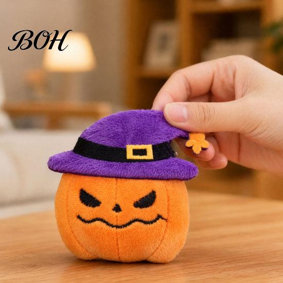 Anxiety Relief Cat Toy Halloween Theme Toy, Soft Ghost Bat Pumpkin Plush Cute Scratch-resistant Stuffed Chew for Indoor Cats Boredom Skin-friendly