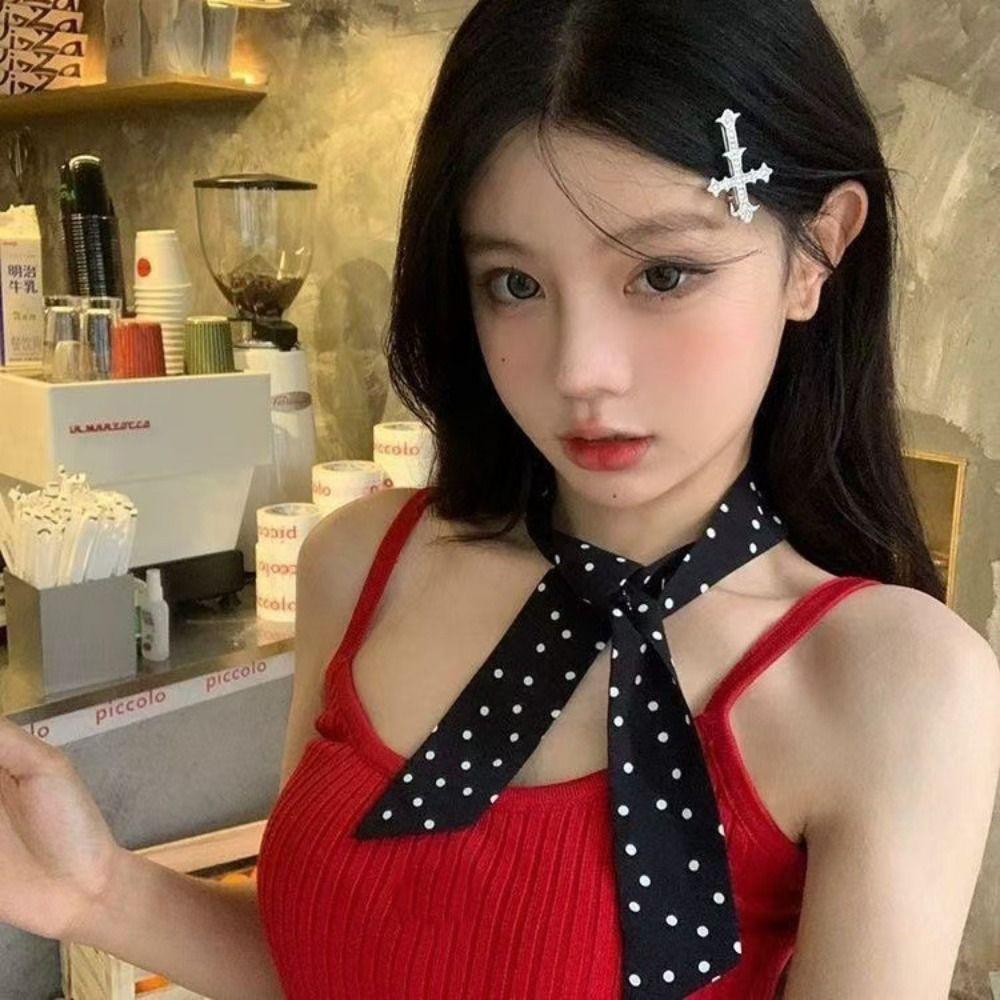 Polka Dot Neck Strap Luxury Hair Band Fashion Neck Scarf Clothing Accessories